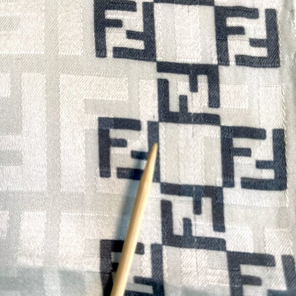 Vintage Fendi Cotton Scarf with Embroidered Logo - Picture 13 of 13